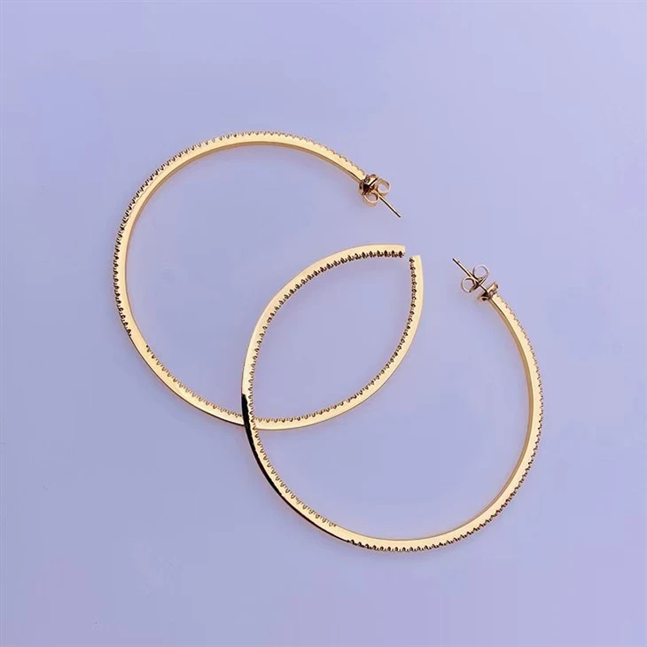 Big Hoop Brass Zircon Earring